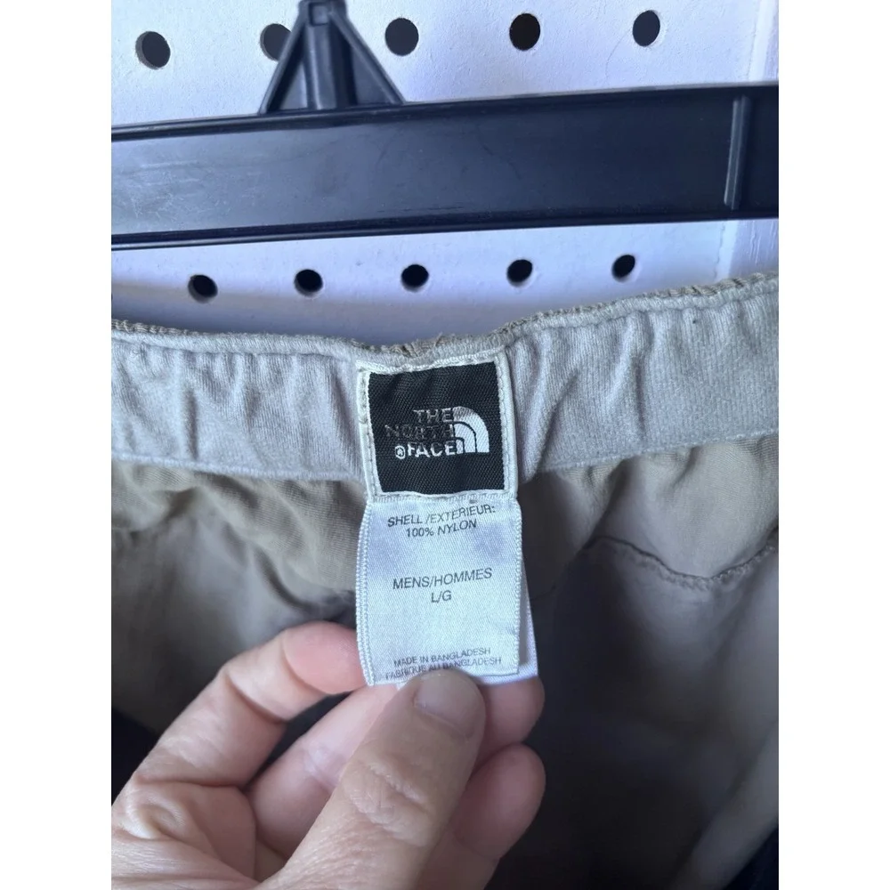 The North Face Men's Lg Beige Nylon Belted Elastic Waist Hiking Pants Zip Ankles